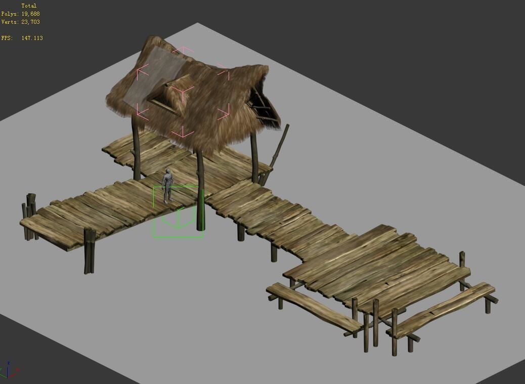 Port-straw shed-wooden bridge 20 3D model_4