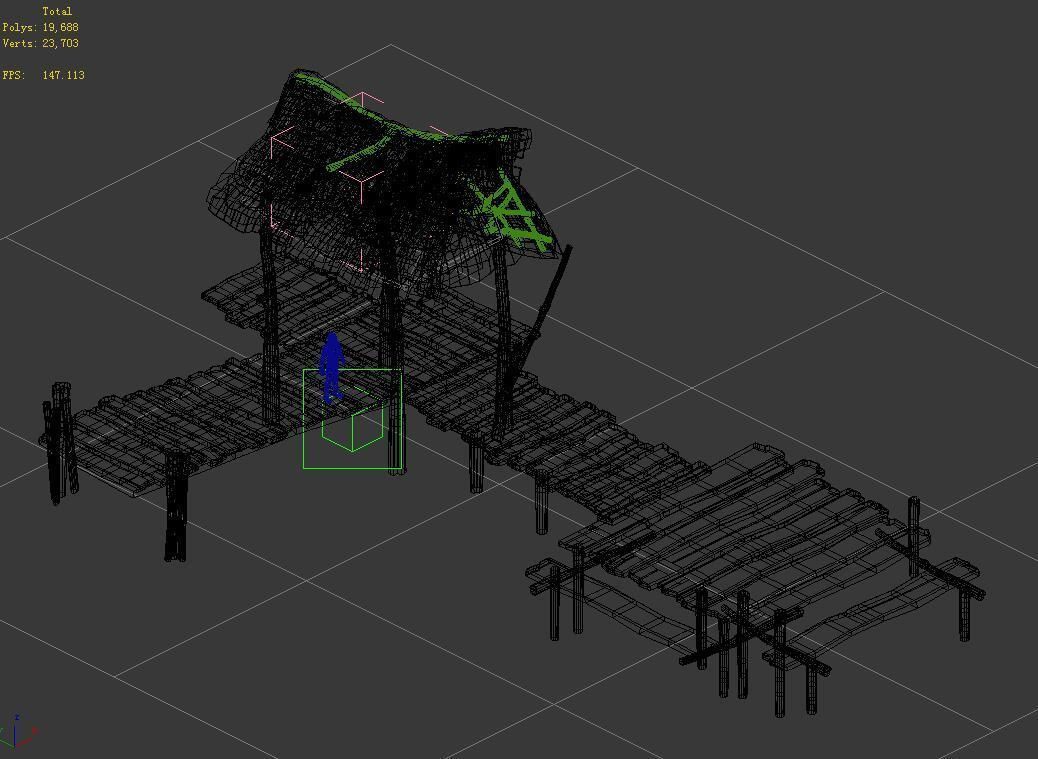 Port-straw shed-wooden bridge 20 3D model_3