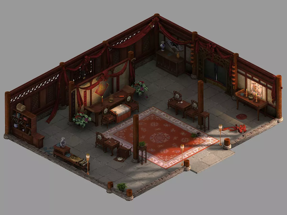 Gao Laozhuang-Front Hall-Interior 02 3D model_0