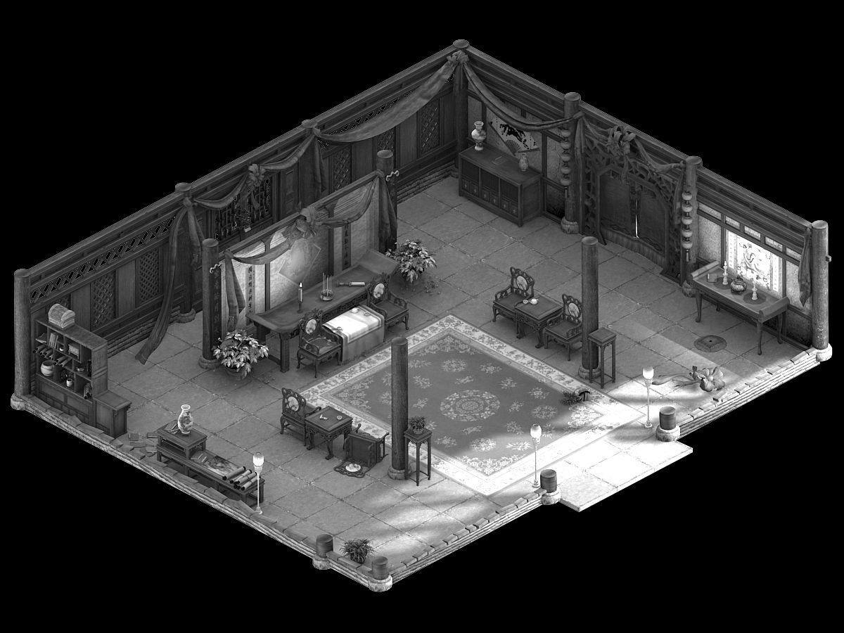Gao Laozhuang-Front Hall-Interior 02 3D model_2