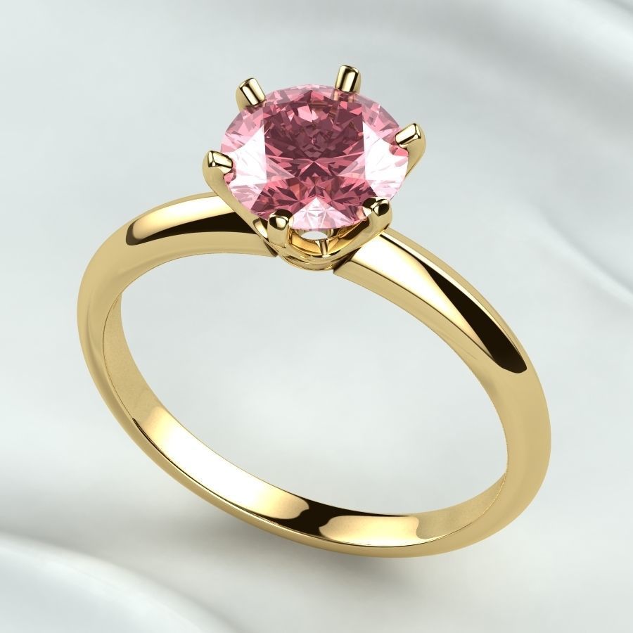 7mm Gemstone Tiffanys Style Gold Ring 3D print model_8