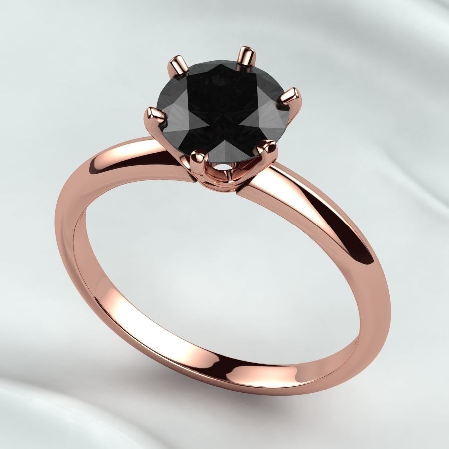 7mm Gemstone Tiffanys Style Gold Ring 3D print model_6