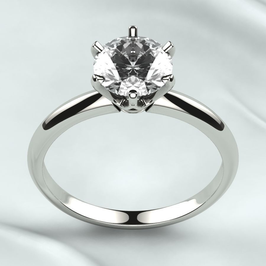 7mm Gemstone Tiffanys Style Gold Ring 3D print model_10