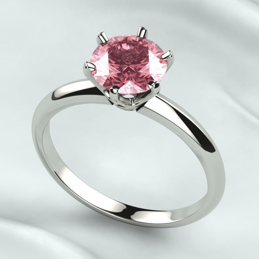 7mm Gemstone Tiffanys Style Gold Ring 3D print model_2