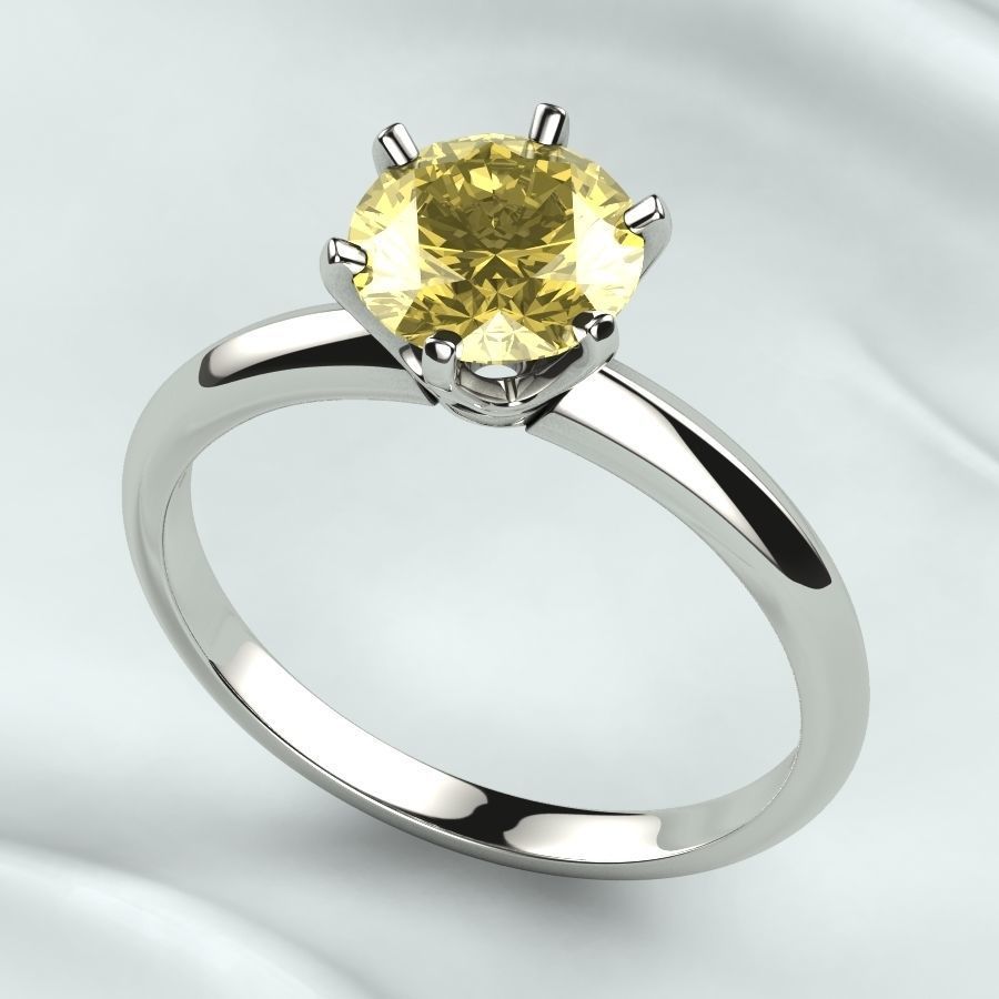 7mm Gemstone Tiffanys Style Gold Ring 3D print model_3