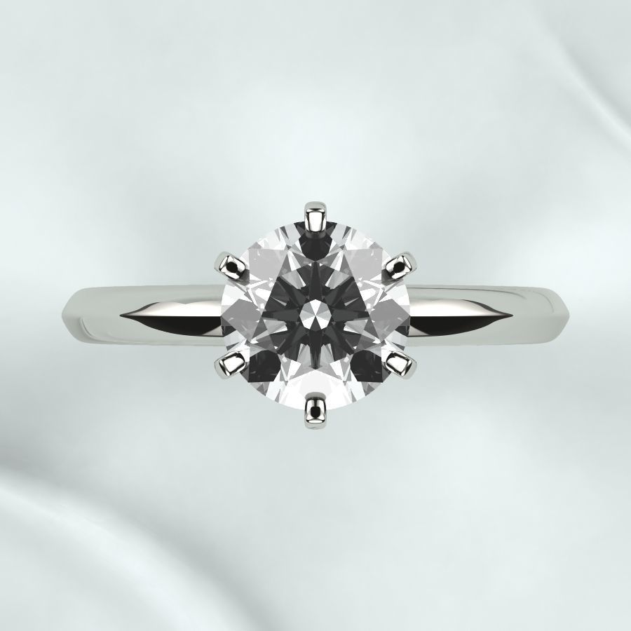 7mm Gemstone Tiffanys Style Gold Ring 3D print model_11