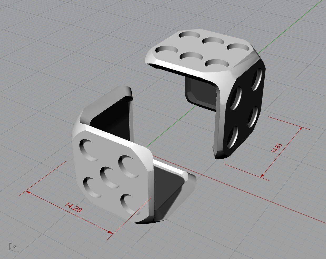 hollow dice charm 3D print model_1