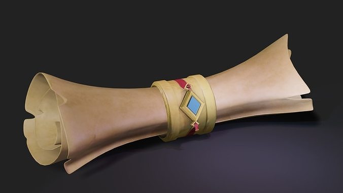 Ancient Sealed Magic scroll Low-poly 3D model