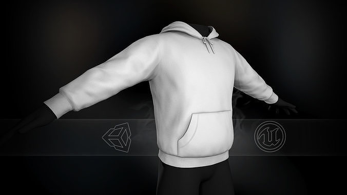 White Winter Hoodie Low-poly 3D model
