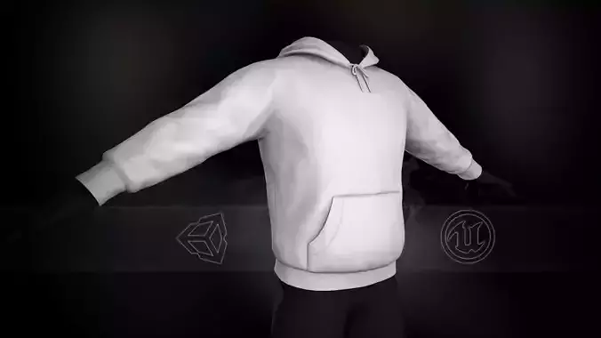 White Winter Hoodie Low-poly 3D model