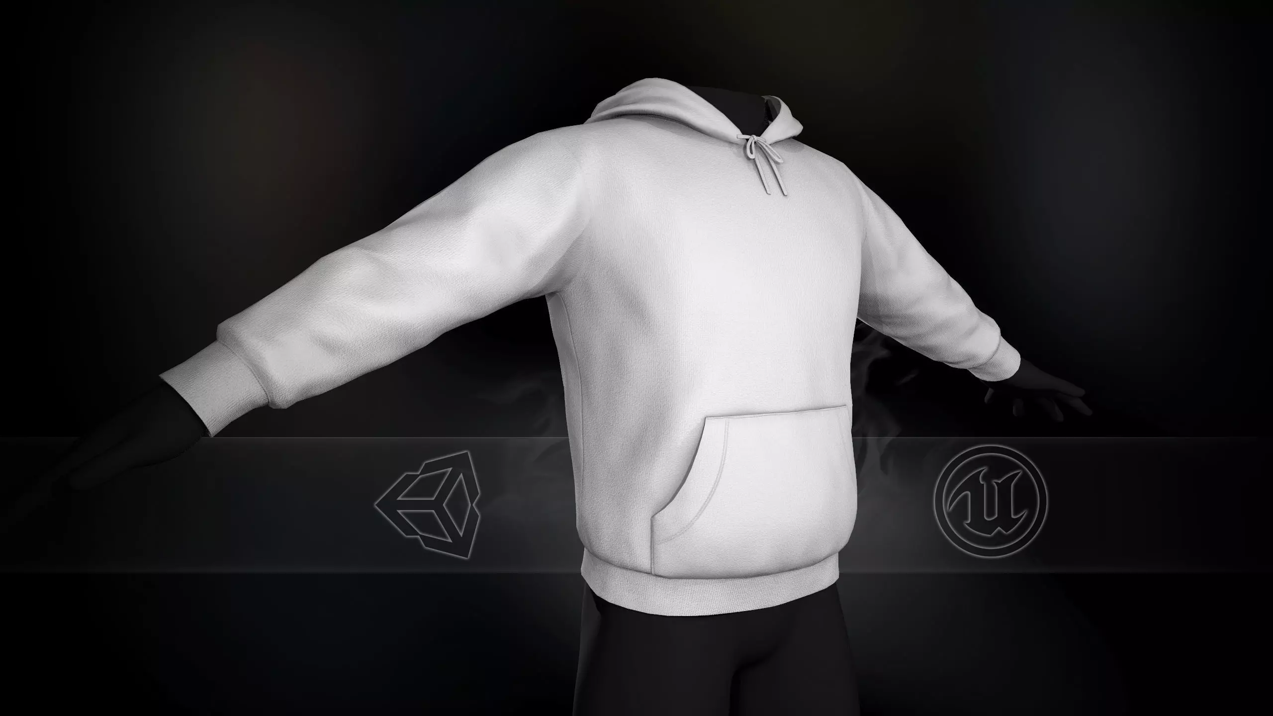 White Winter Hoodie Low-poly 3D model