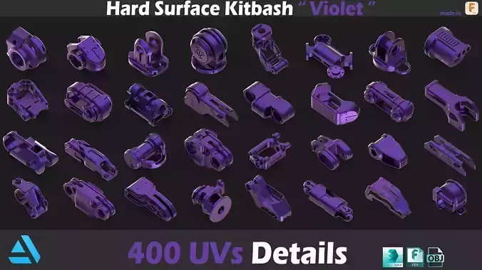 Sci-Fi Hard Surface Kitbash 400 Details 3D model