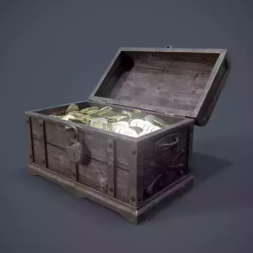 RIGGED Pirate Treasure Chest Low-poly 3D model