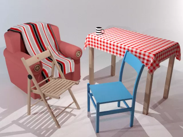 Several furnitures Free 3D model