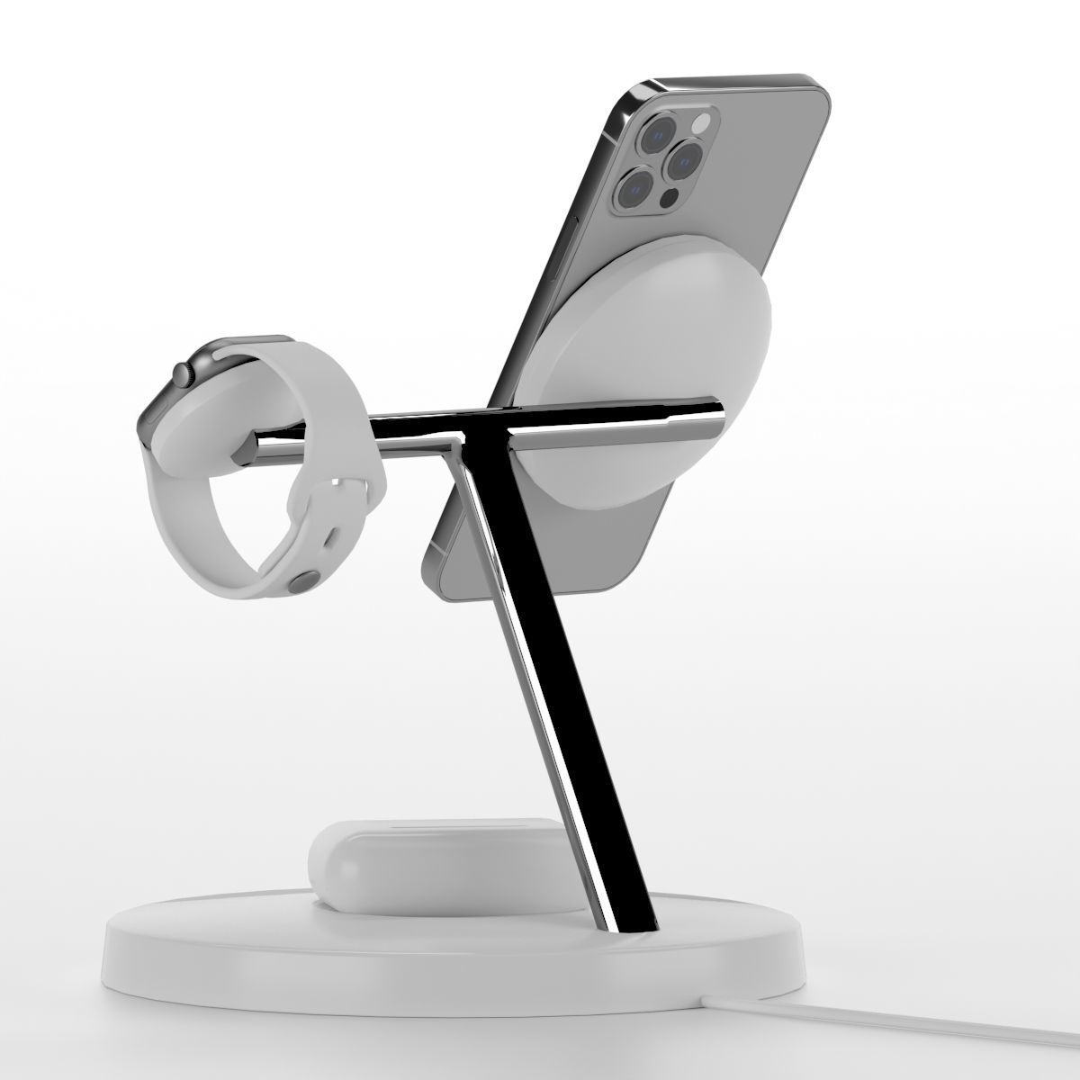Wireless charger for iPhone 12 Pro Apple Iwatch and AirPods 3D model_3