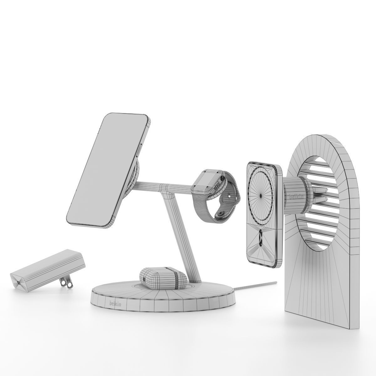 Wireless charger for iPhone 12 Pro Apple Iwatch and AirPods 3D model_6
