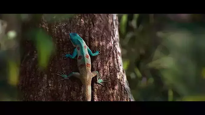 Indonesian Blue Crested Lizard Low-poly 3D model