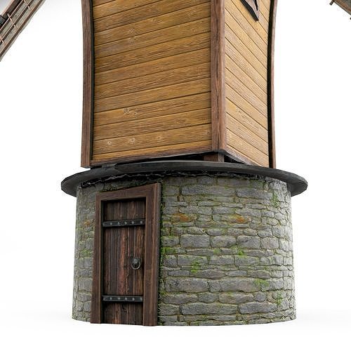Windmill wooden cartoon 3D model 2