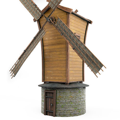 Windmill wooden cartoon 3D model 3