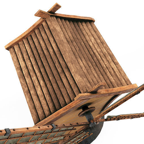 Windmill wooden cartoon 3D model 7