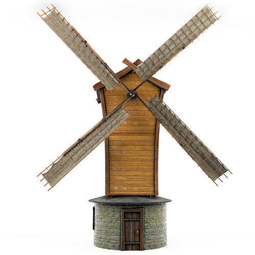 Windmill wooden cartoon 3D model 6