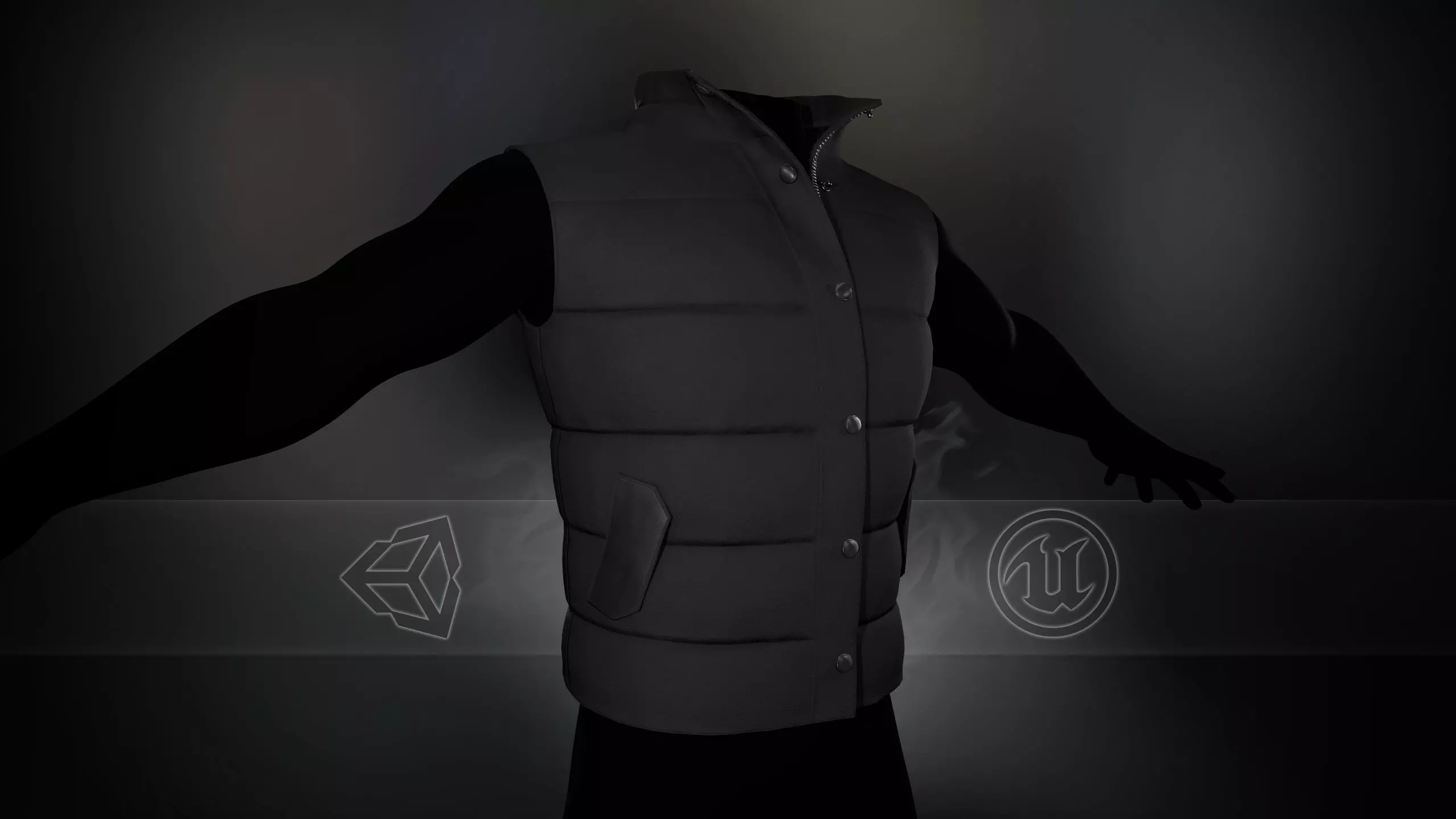 Black Puffer Vest Low-poly 3D model