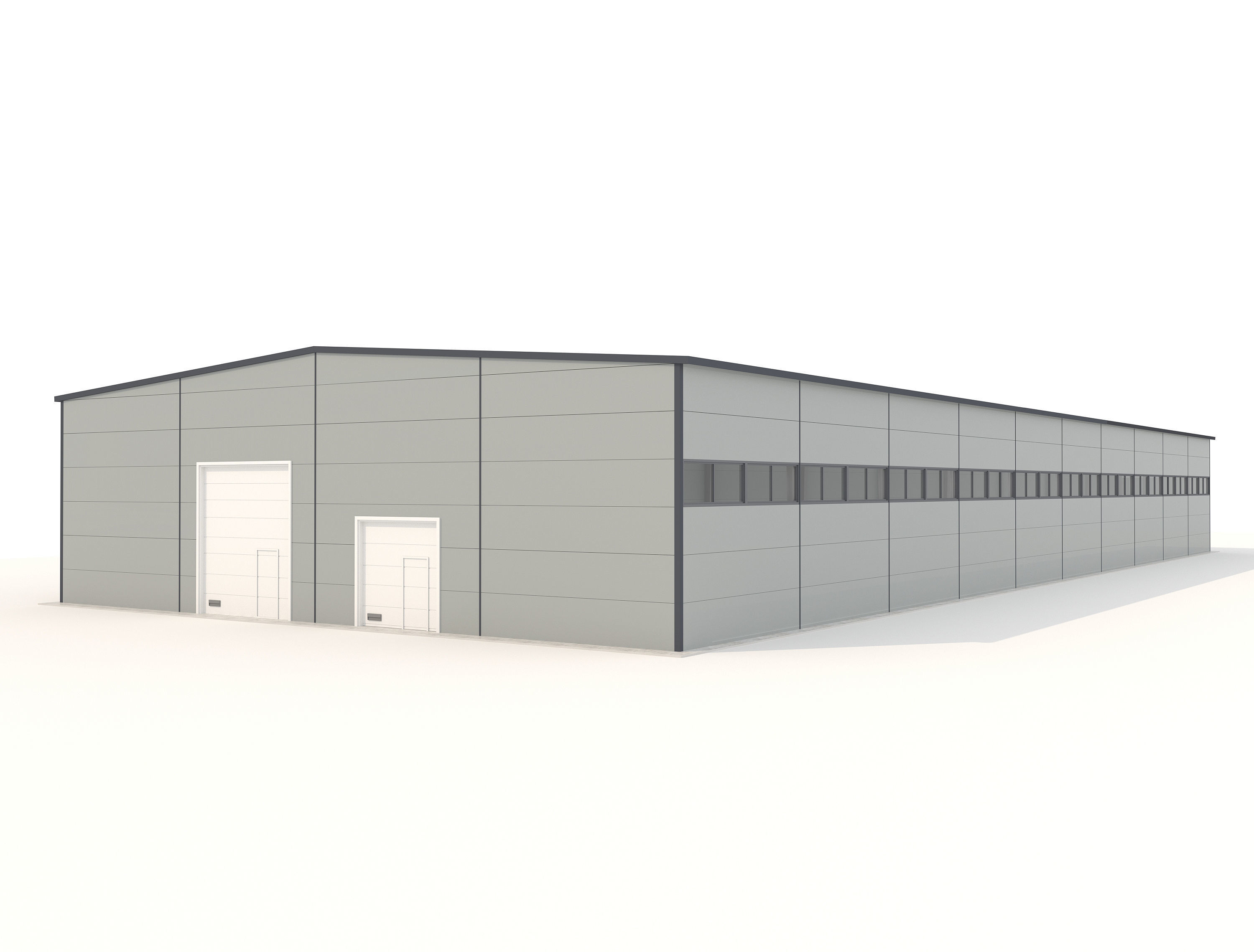 Industrial metal hangar Low-poly 3D model_2