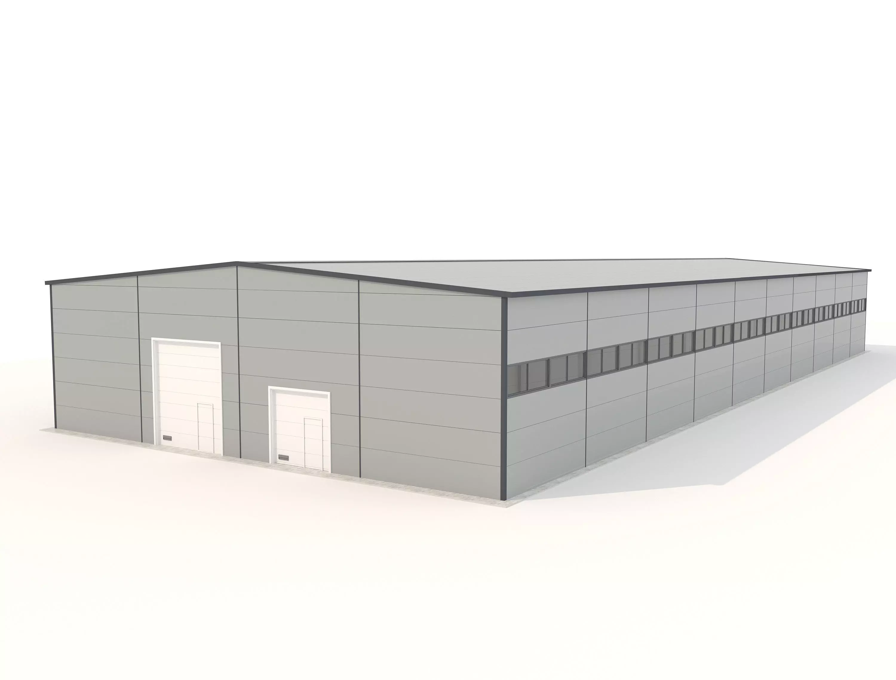 Industrial metal hangar Low-poly 3D model_0