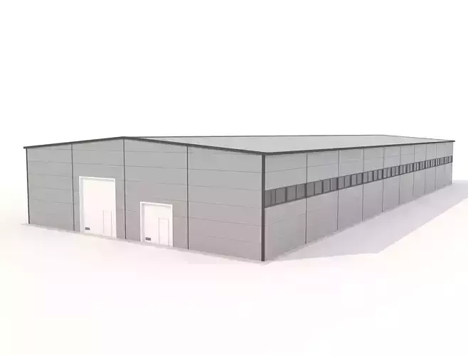 Industrial metal hangar Low-poly 3D model