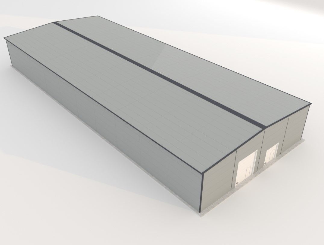 Industrial metal hangar Low-poly 3D model_7