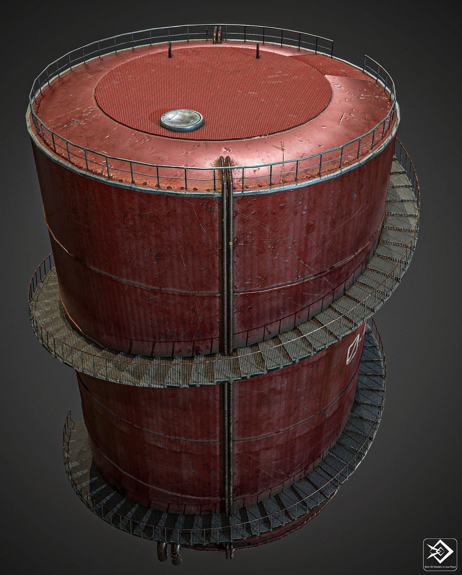 Gas Tank Low-poly 3D model_1