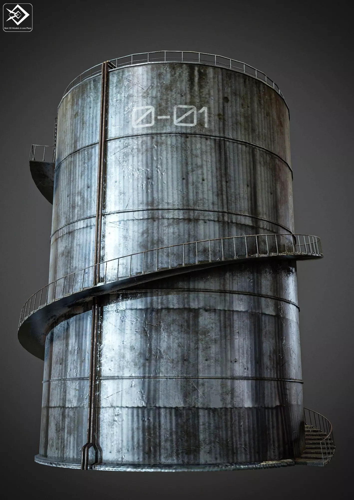 Gas Tank Low-poly 3D model_0