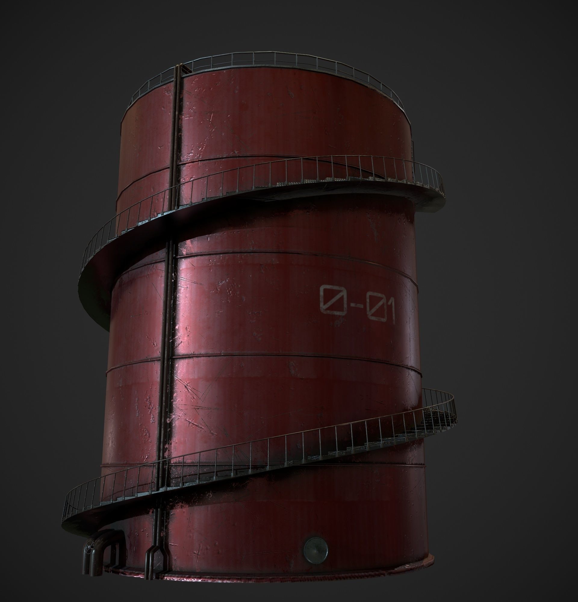 Gas Tank Low-poly 3D model_3