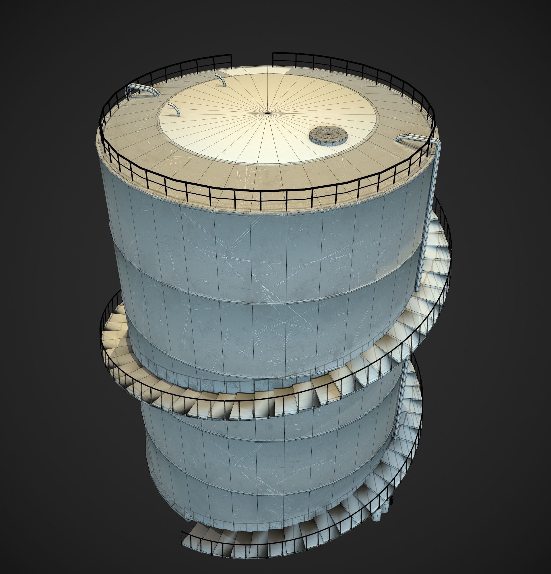 Gas Tank Low-poly 3D model_8