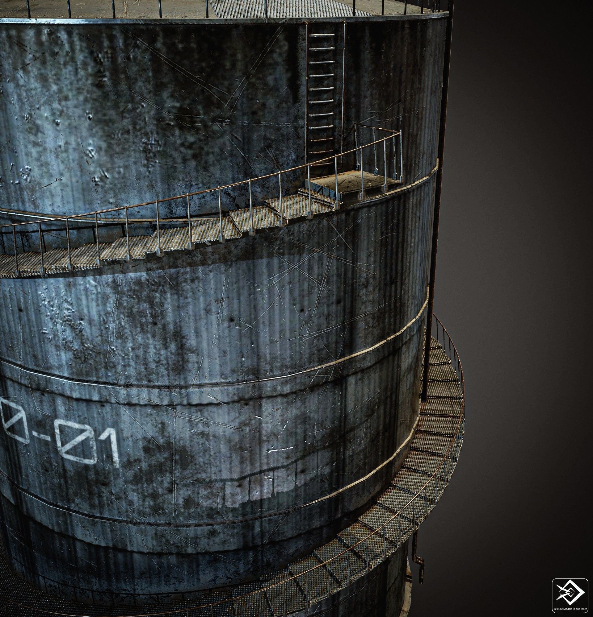 Gas Tank Low-poly 3D model_2