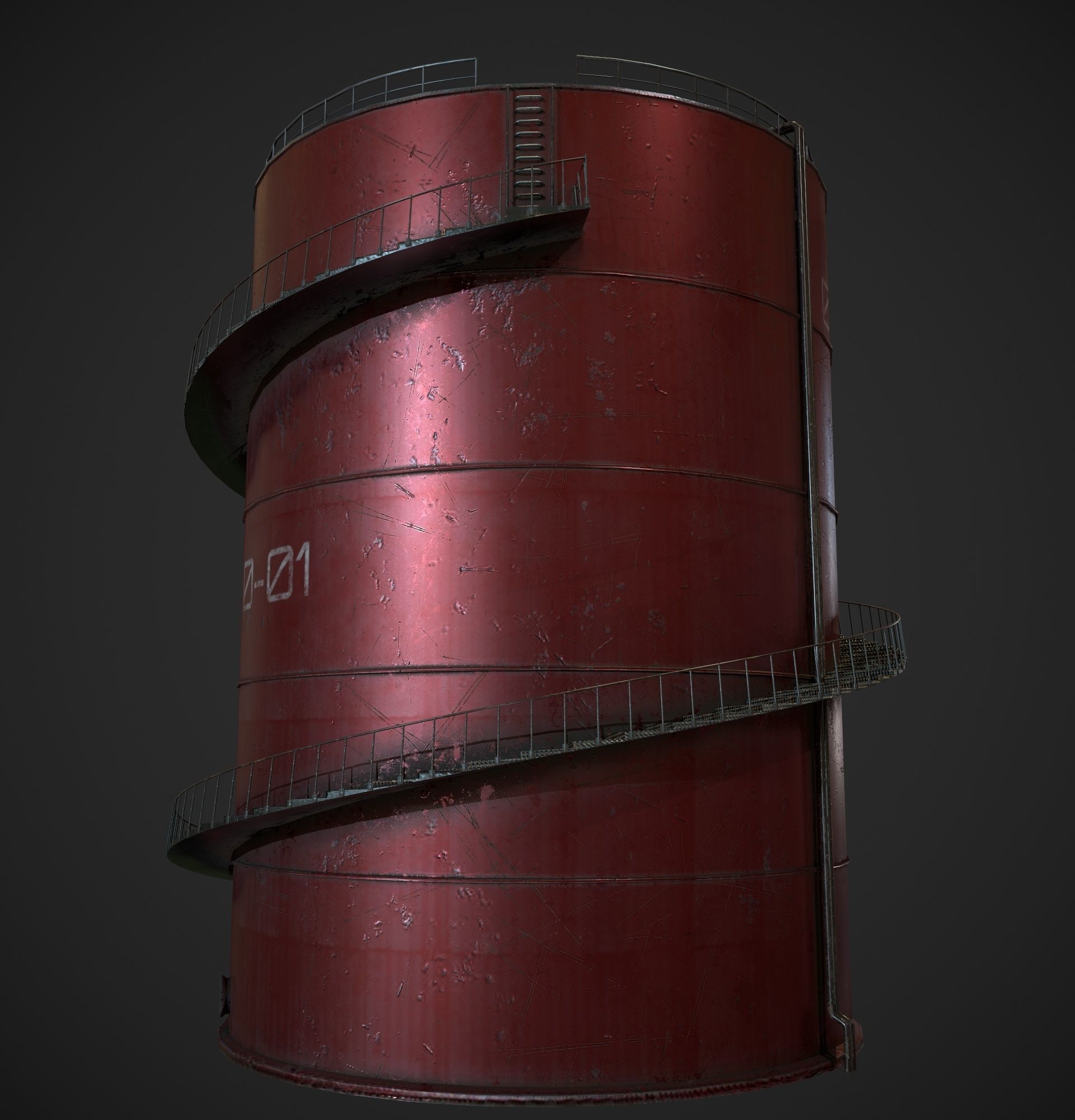 Gas Tank Low-poly 3D model_4