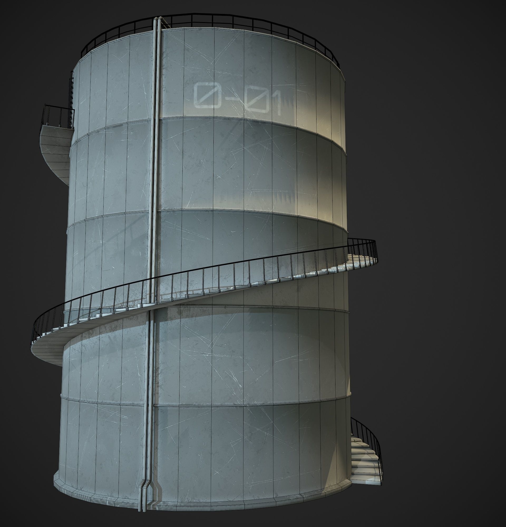 Gas Tank Low-poly 3D model_9