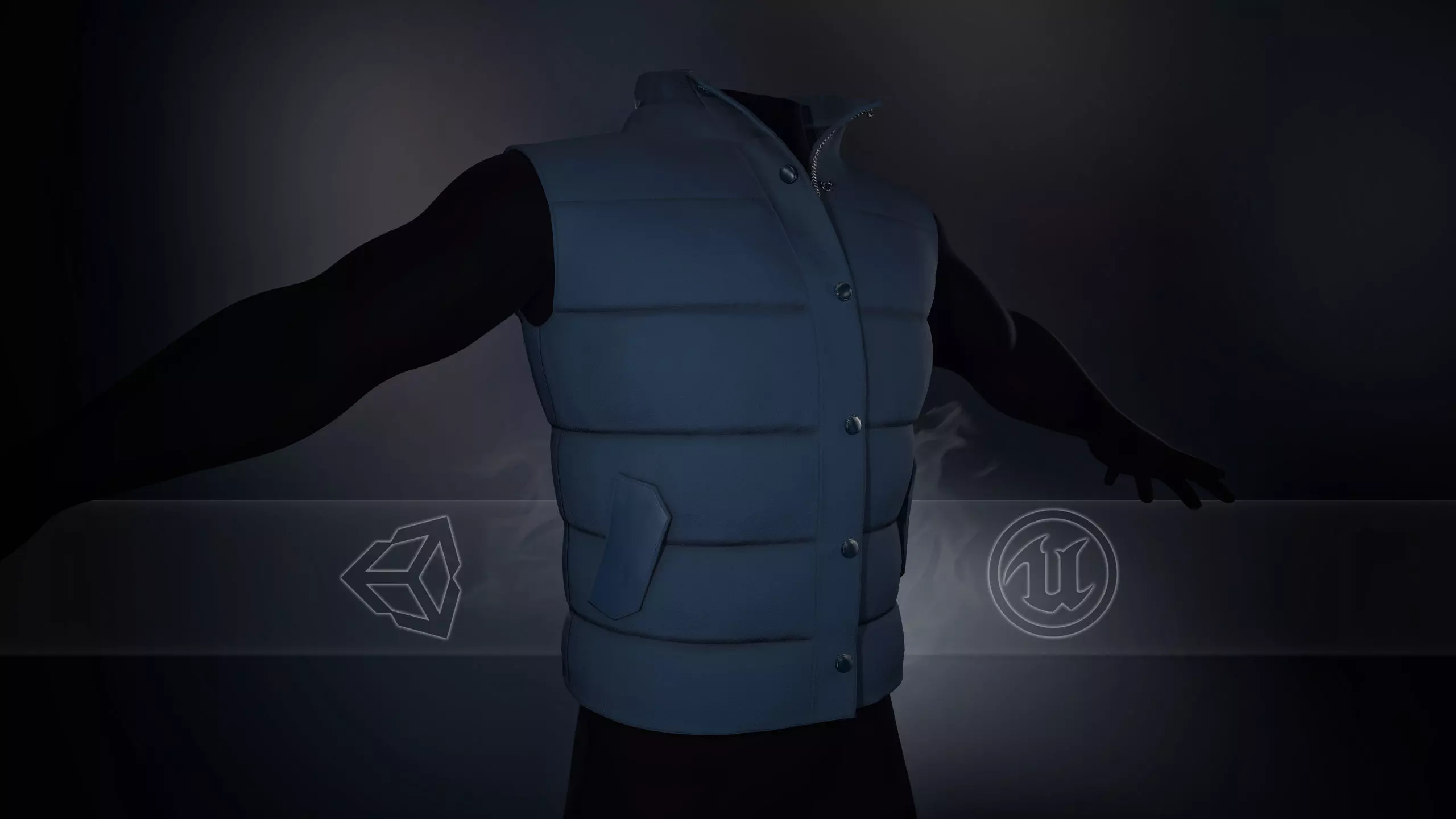 Blue Puffer Vest Low-poly 3D model