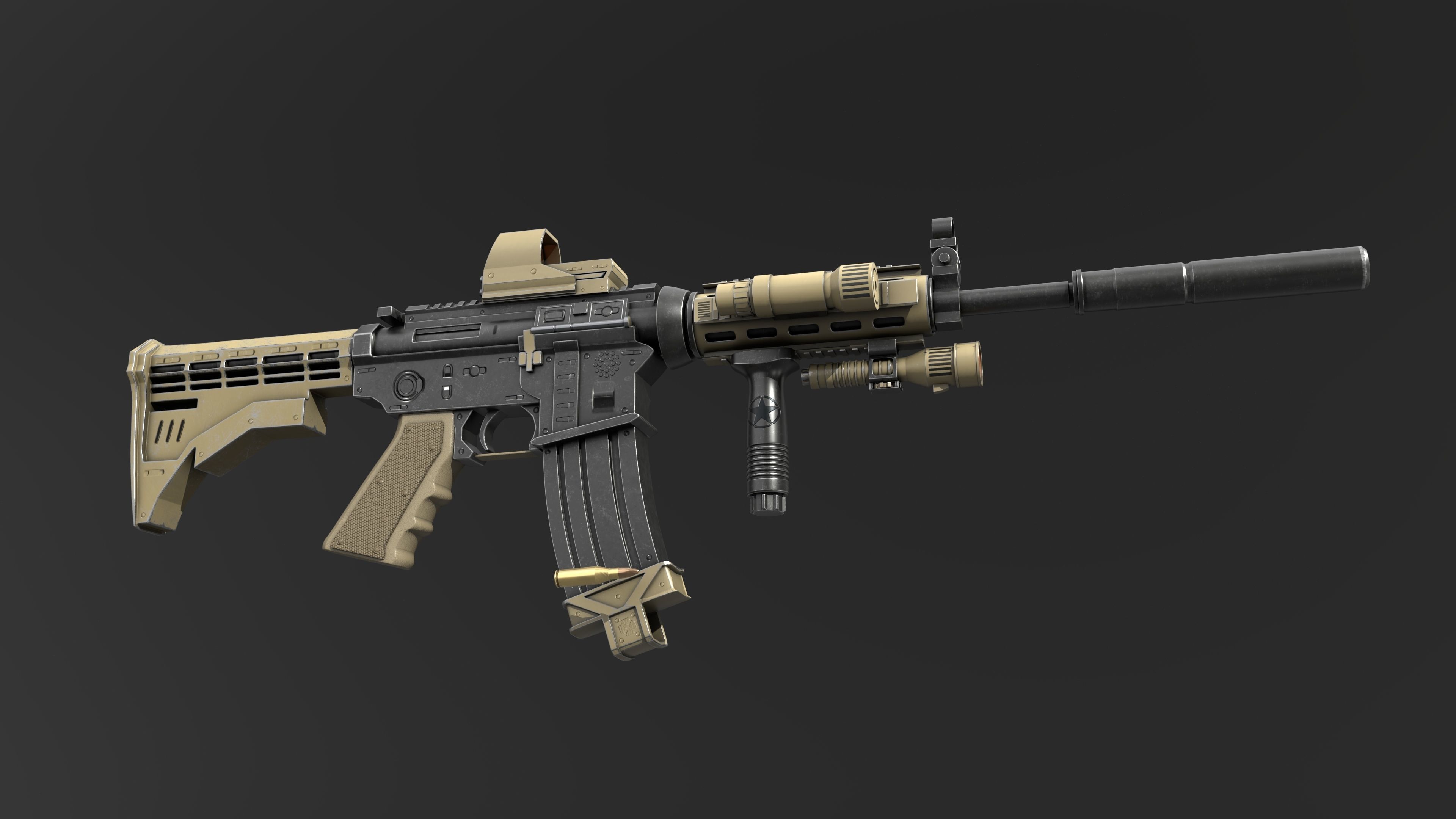 M4A1 3D Model ar - rifle Low-poly 3D model_3