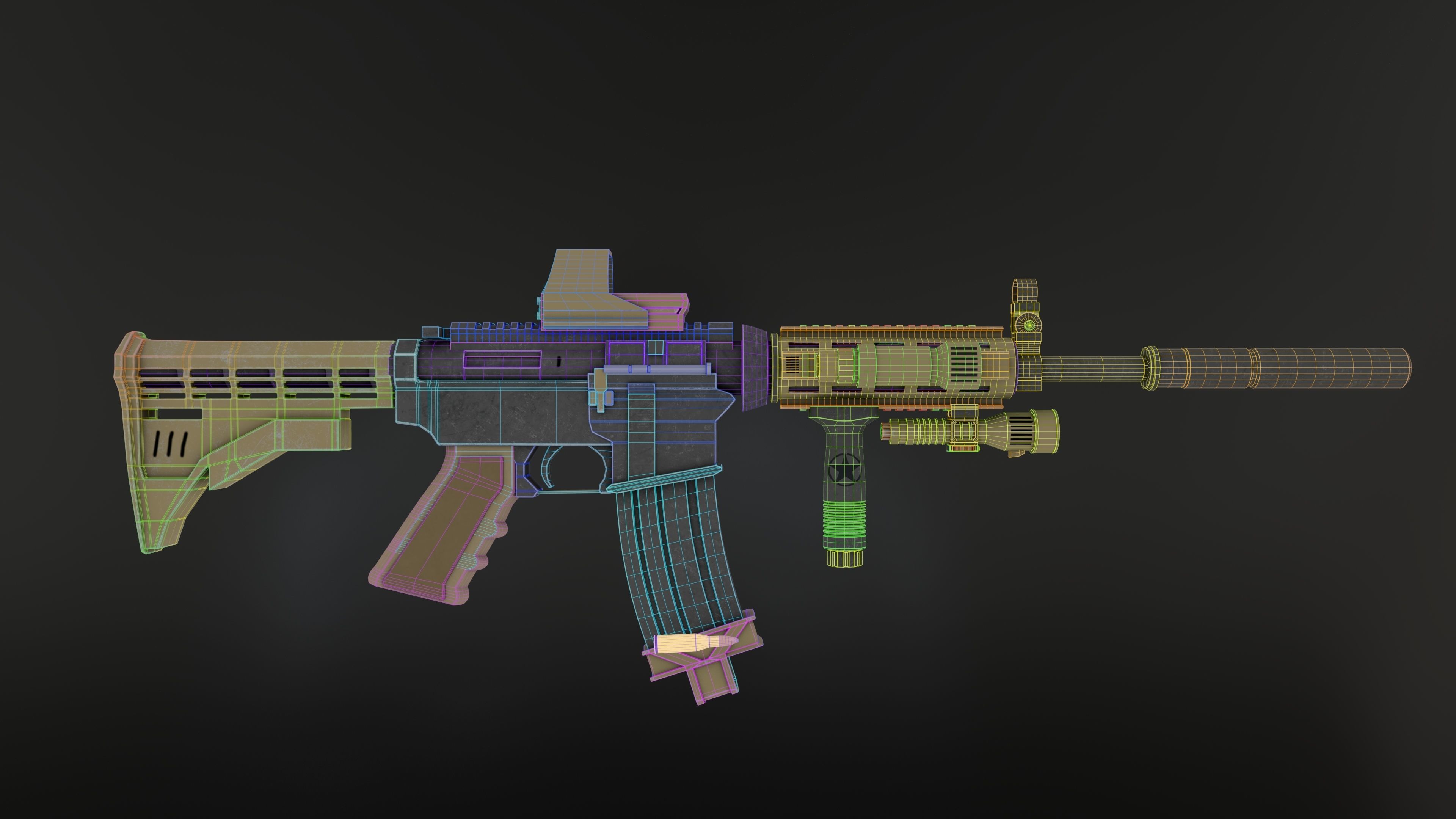 M4A1 3D Model ar - rifle Low-poly 3D model_9