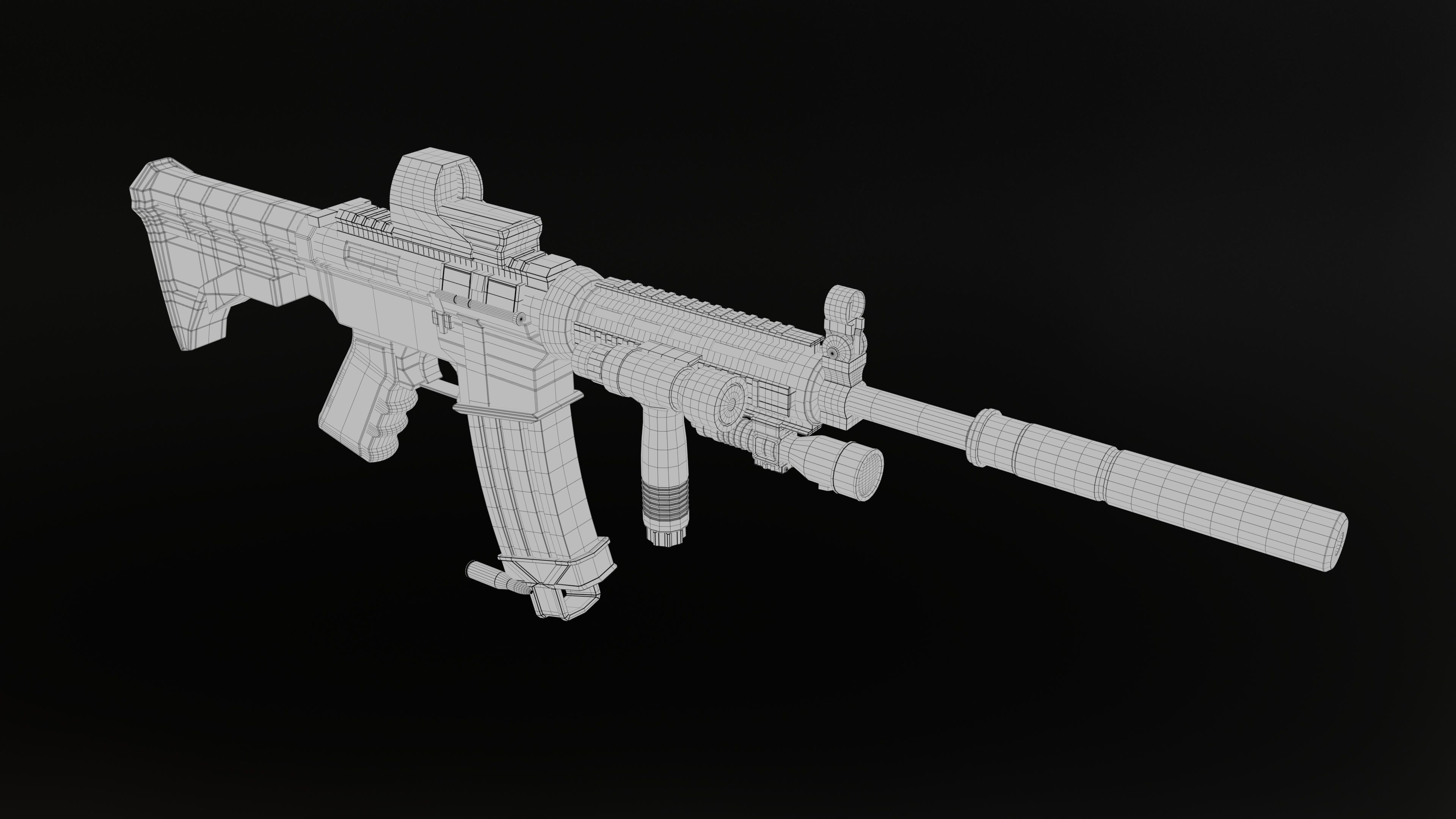 M4A1 3D Model ar - rifle Low-poly 3D model_16
