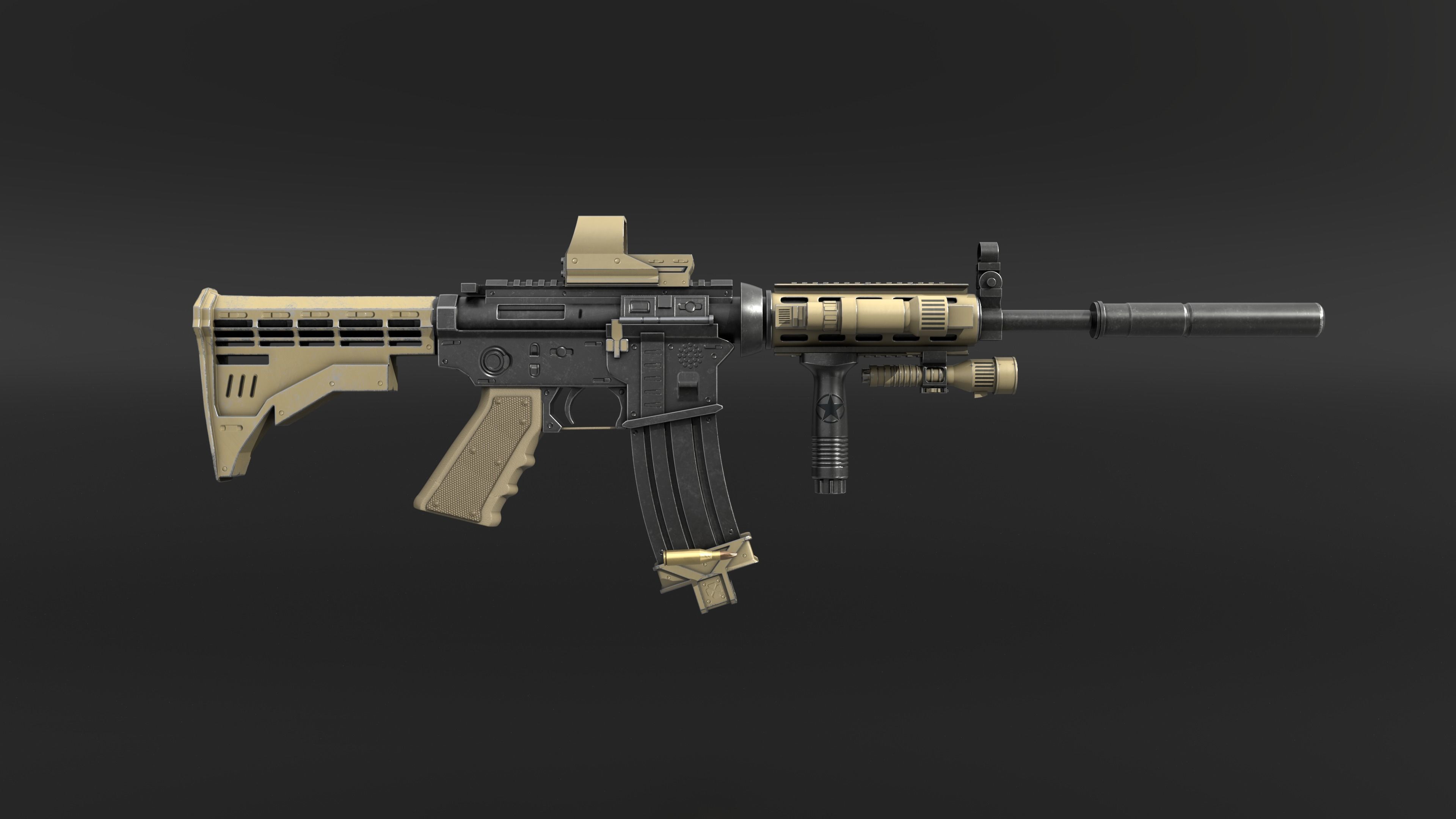 M4A1 3D Model ar - rifle Low-poly 3D model_4