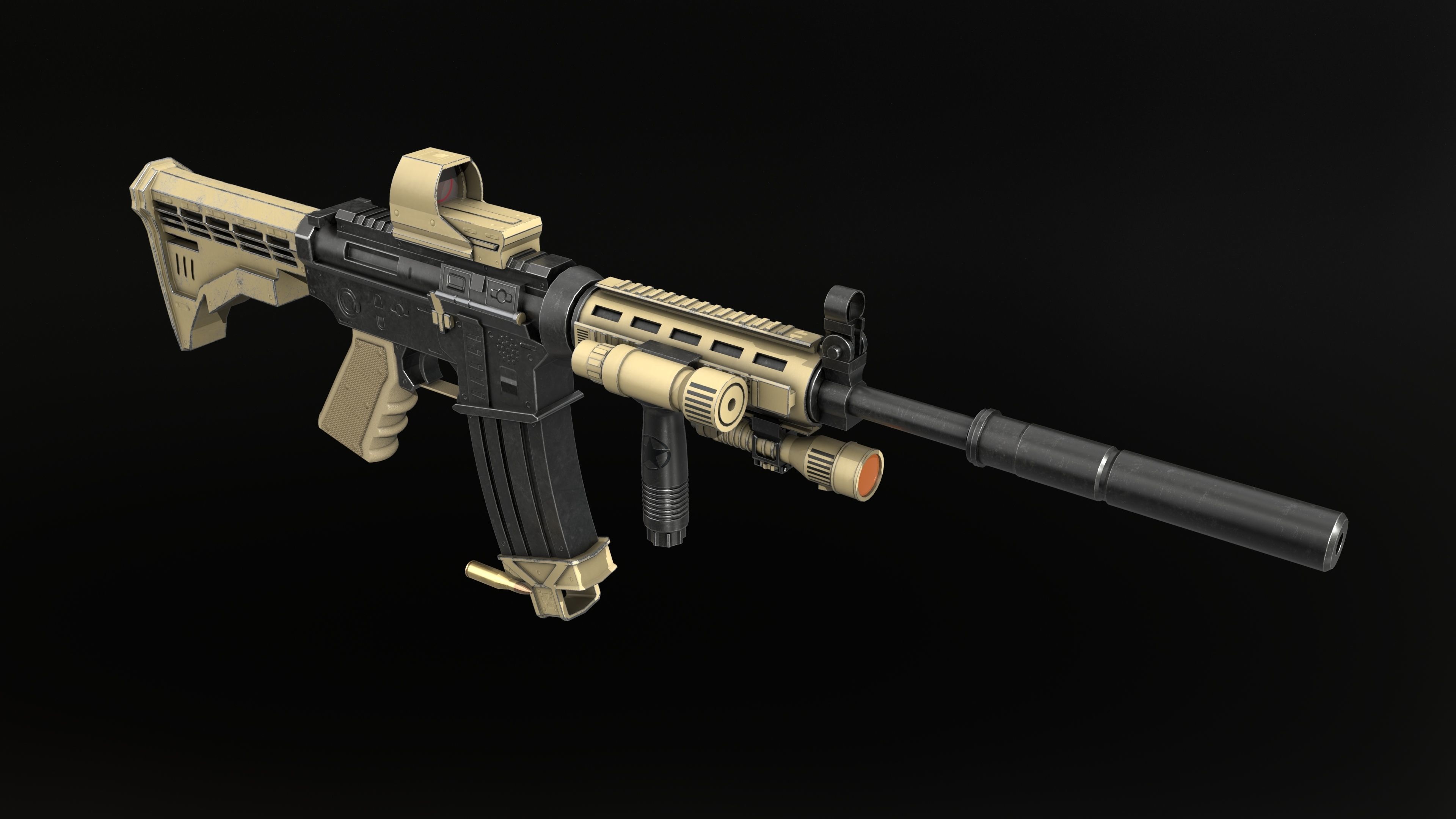 M4A1 3D Model ar - rifle Low-poly 3D model_7