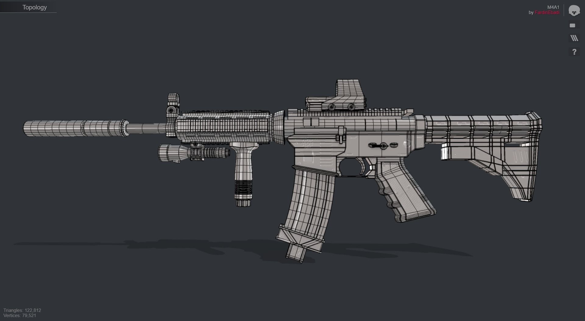 M4A1 3D Model ar - rifle Low-poly 3D model_12