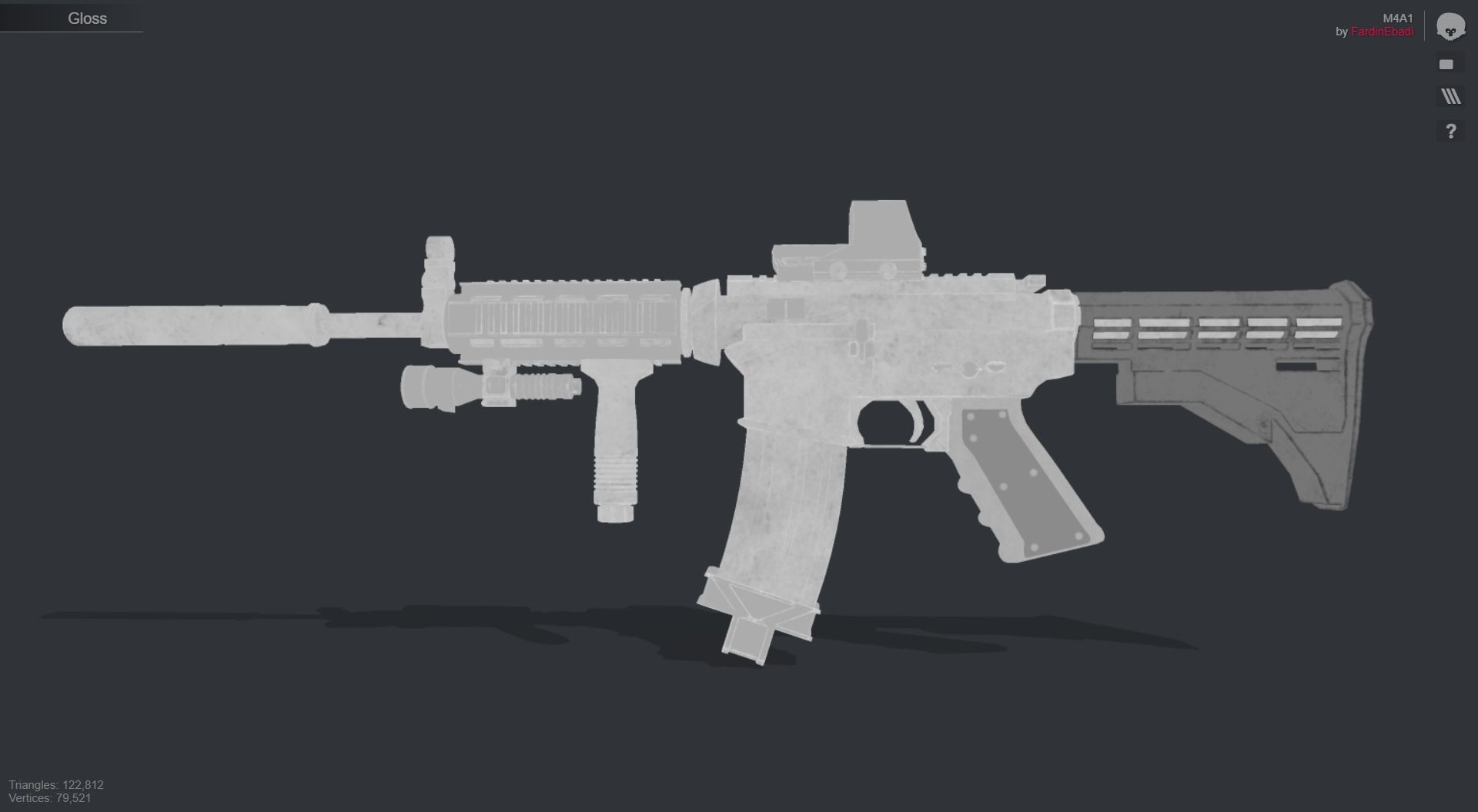 M4A1 3D Model ar - rifle Low-poly 3D model_15