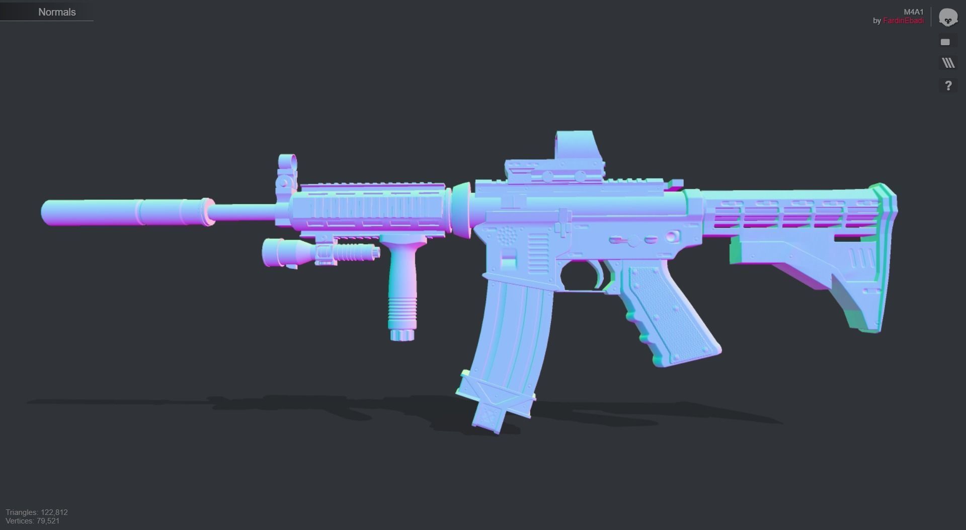 M4A1 3D Model ar - rifle Low-poly 3D model_10