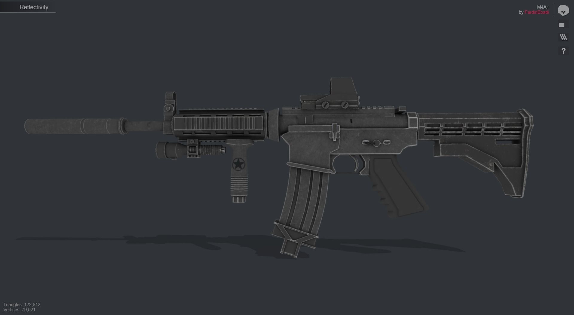 M4A1 3D Model ar - rifle Low-poly 3D model_11