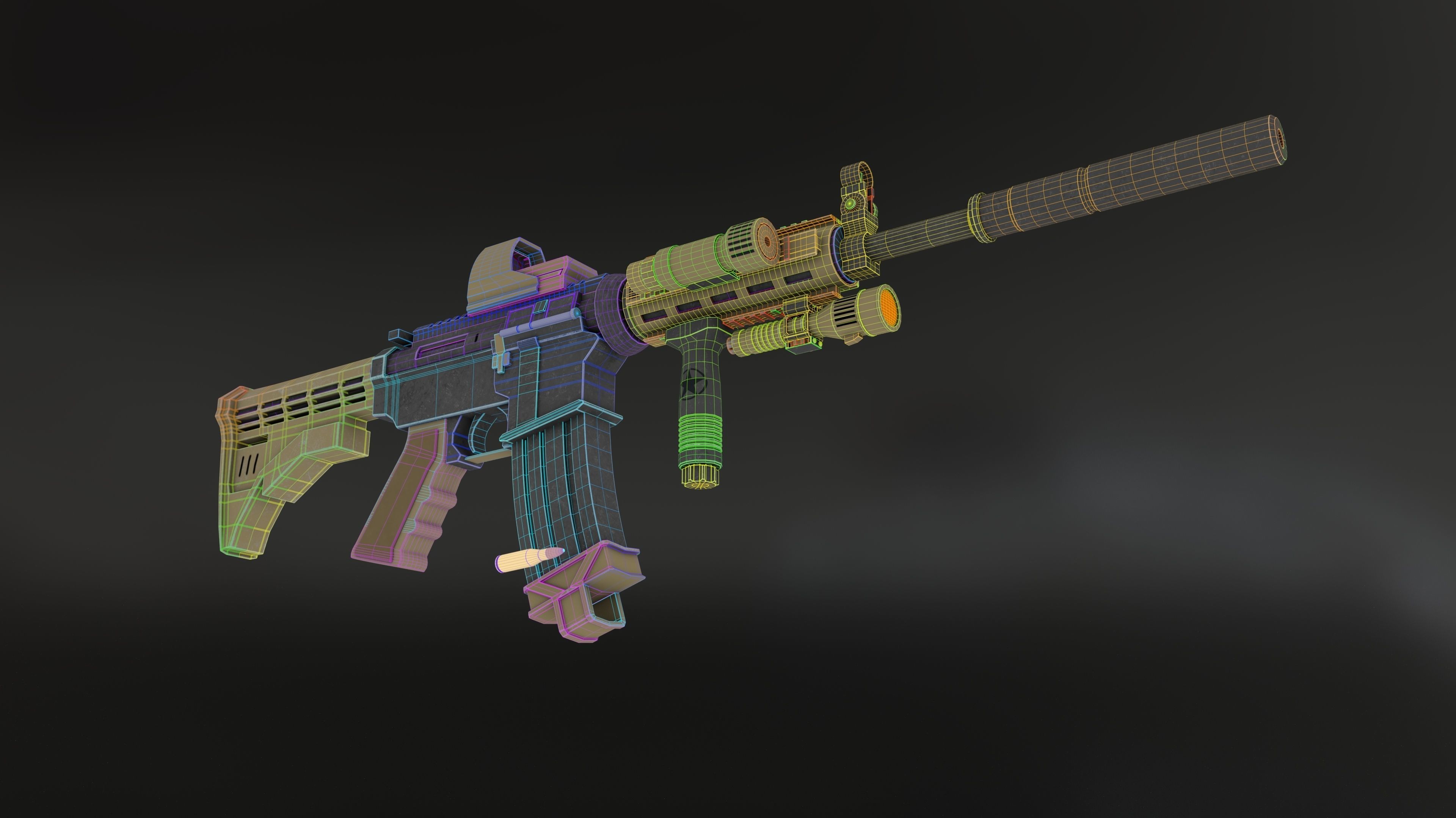 M4A1 3D Model ar - rifle Low-poly 3D model_8