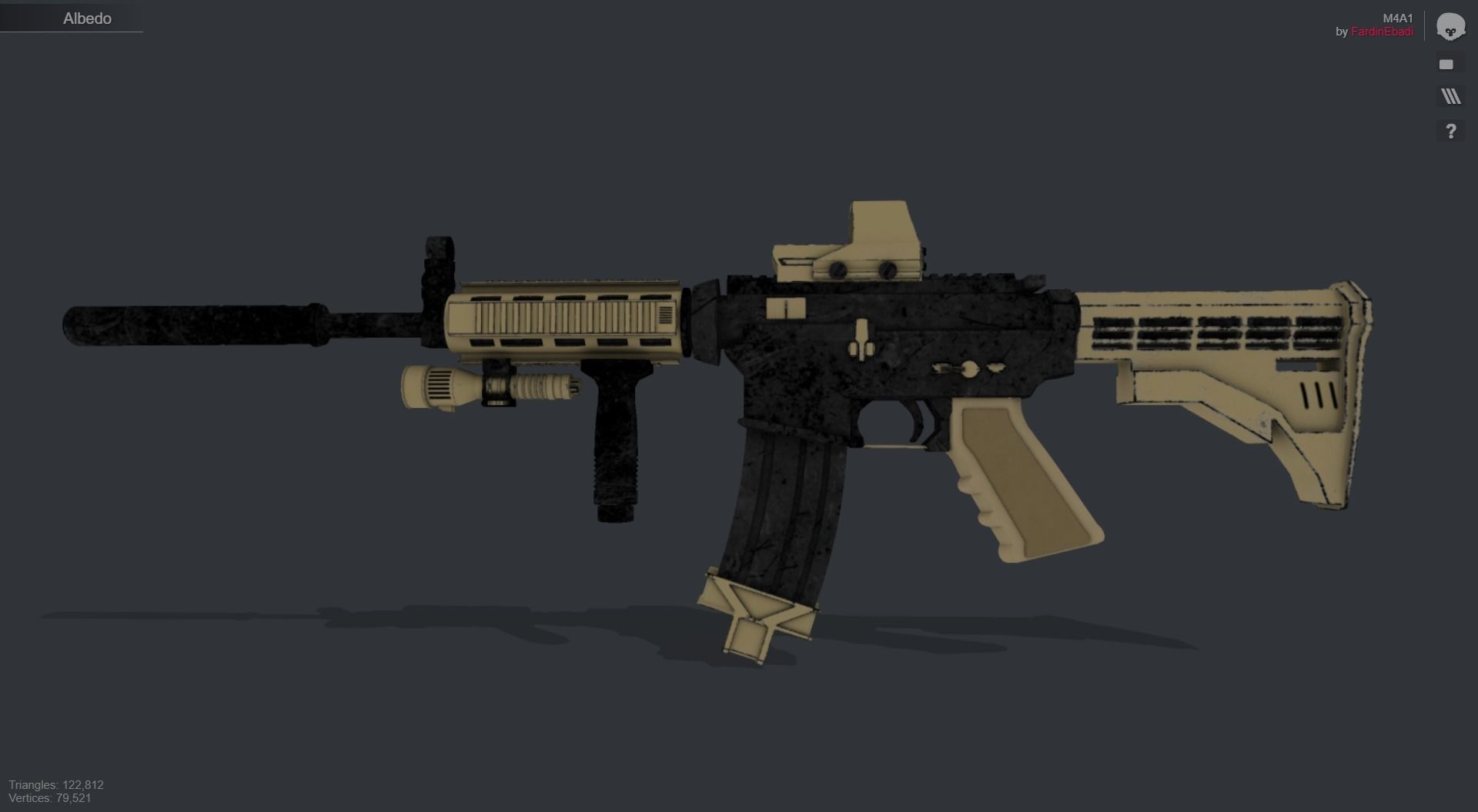 M4A1 3D Model ar - rifle Low-poly 3D model_17