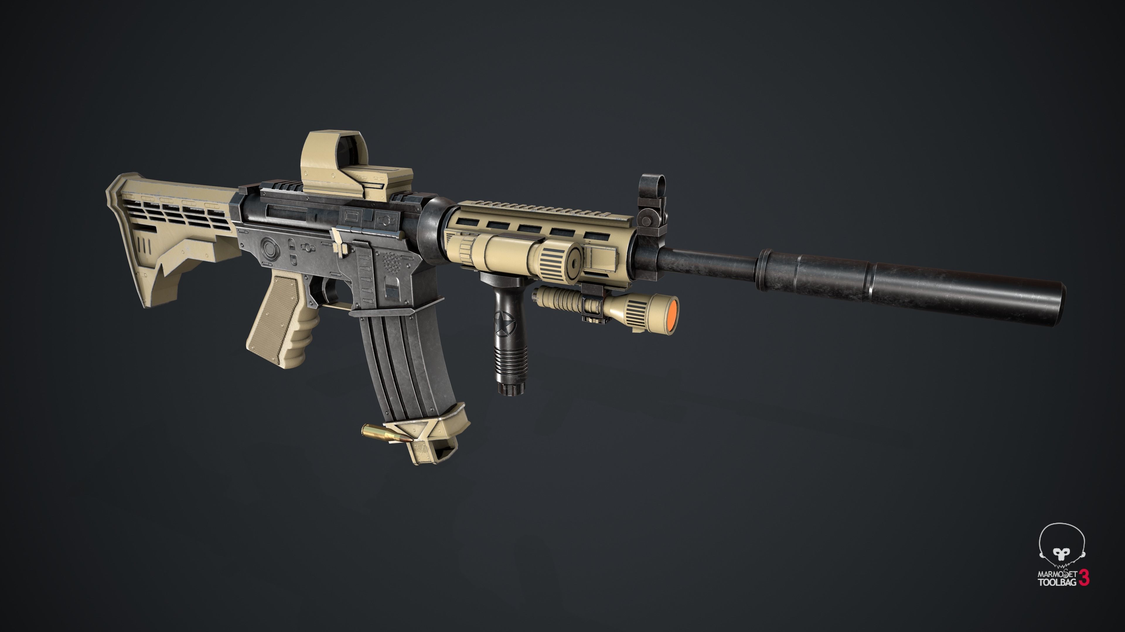M4A1 3D Model ar - rifle Low-poly 3D model_14